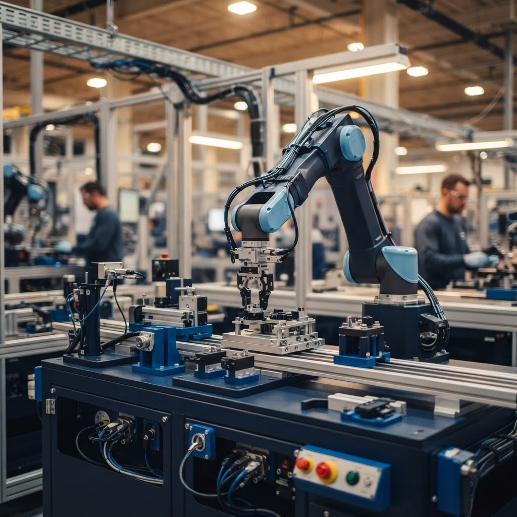 Precision robotic arm in a modern production environment